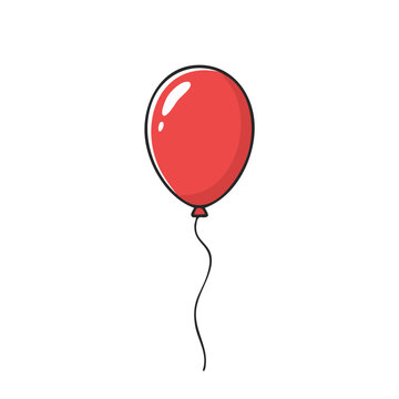 Red balloon with string vector illustration