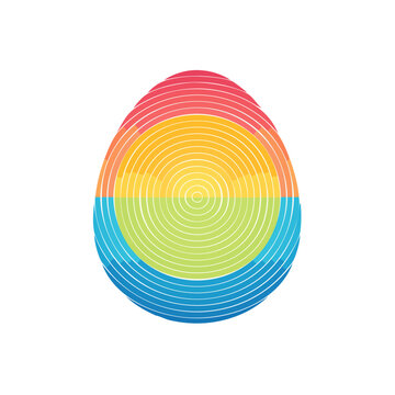 Rainbow Gradient Egg with Concentric Circles