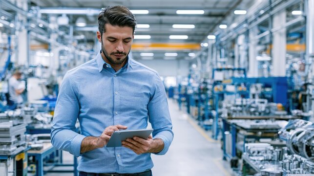 CTO Supervising Quality Control of Metal Components in Factory