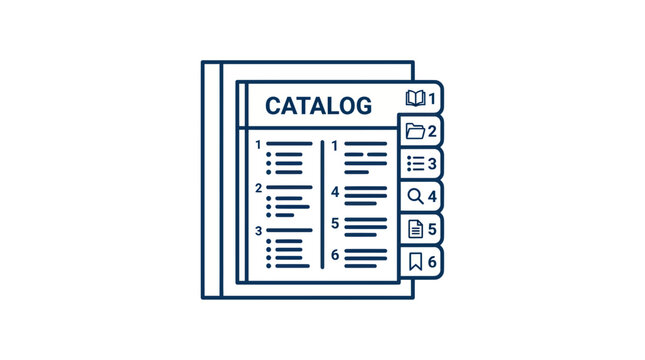 Catalog with Tabs and Icons, Business Organization and Information Concept