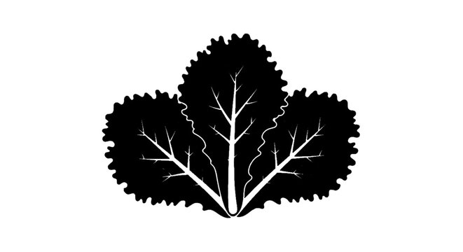 Minimal black silhouette icon, simple flat vector, bold black shape, no gradients, no shading black silhouette of lettuce leaves on a, flat icon style