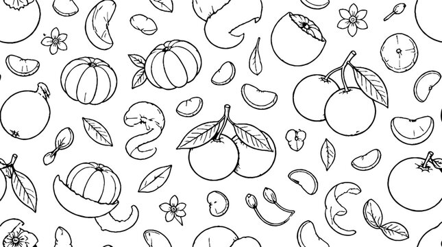 Hand Drawn Sketches of Fresh Fruits and Vegetables.