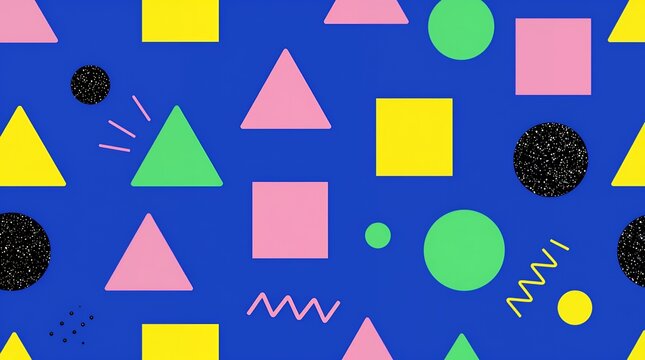 Abstract geometric shapes pattern on blue background