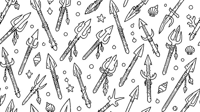 Assorted medieval weapons and armor icons pattern.