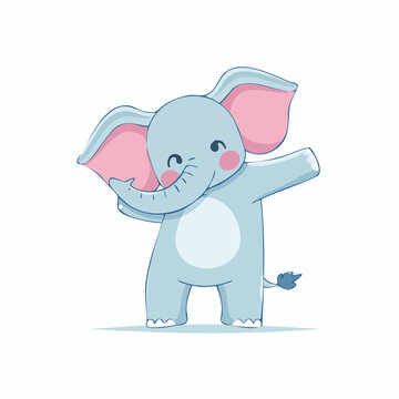 Cute cartoon elephant doing a dab dance