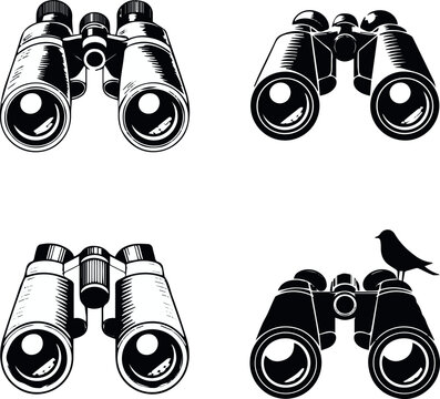 Binoculars Sketch Style Engraving Retro Optics
