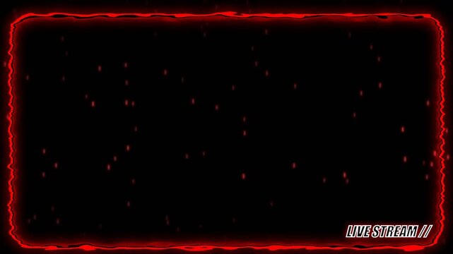 Red Liquid Fire Glowing Frame Overlay with Live Stream Text for Gaming Broadcast and Video Content