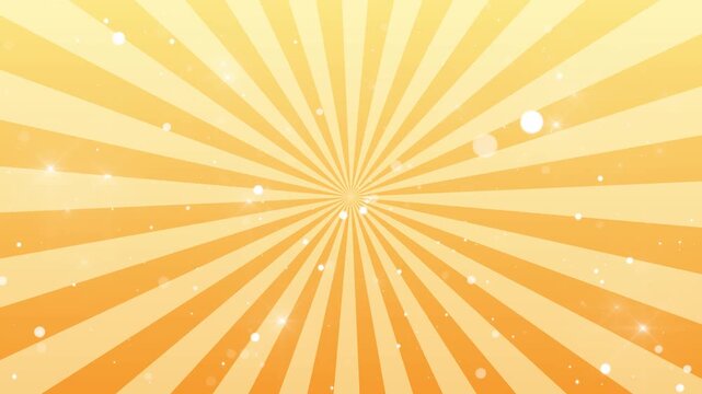 Abstract yellow background,retro comic cartoon.Sparkling particles of light.sunburst,starburst.Animation video. 集中線　放射線　CG 動画　サンバースト　ポップ　おしゃれ　キラキラ　爽やか　パーティクル　キャンペーン