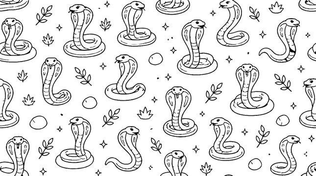 Detailed Cobra Snake Pattern in Black and White.
