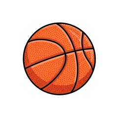 Fototapeta premium Textured orange basketball ball isolated on white background simple vector icon style basketball equipment illustration isolated background competition activity exercise