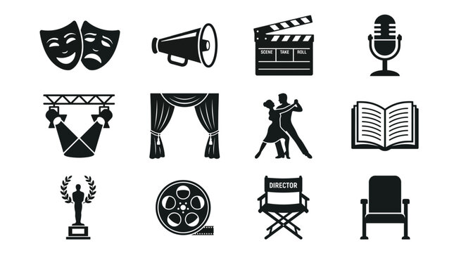 Performing Arts and Entertainment Icon Set Vector Collection