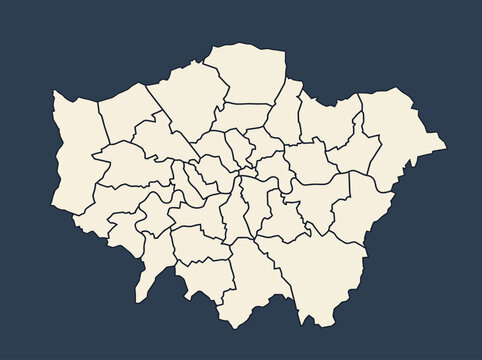 Greater London Borough Map - Minimalist Administrative Boundary Outline
