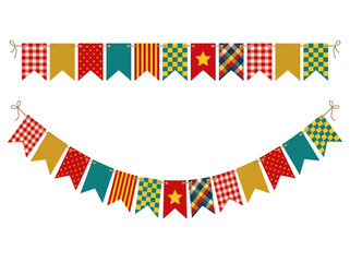 Obraz premium Colorful Bunting Banner Vector Set with Patterns for Party and Festival Decoration