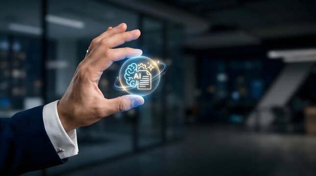 AI Content Management and Intelligent Document Processing Concept with Business Automation and Digital Knowledge Systems