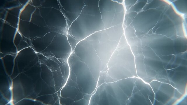 Abstract Electric Lightning Storm with Glowing Volumetric Energy Background