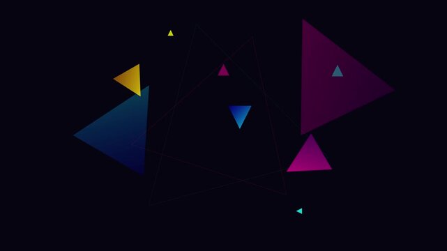 vibrant colorful triangles shattering geometric motion background