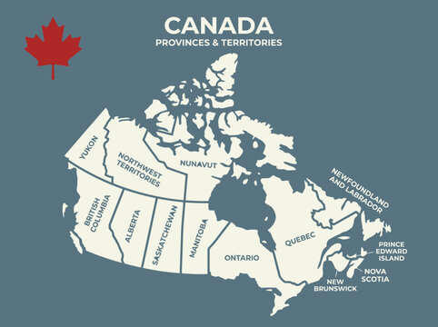 Map of Canada with Labeled Provinces and Territories