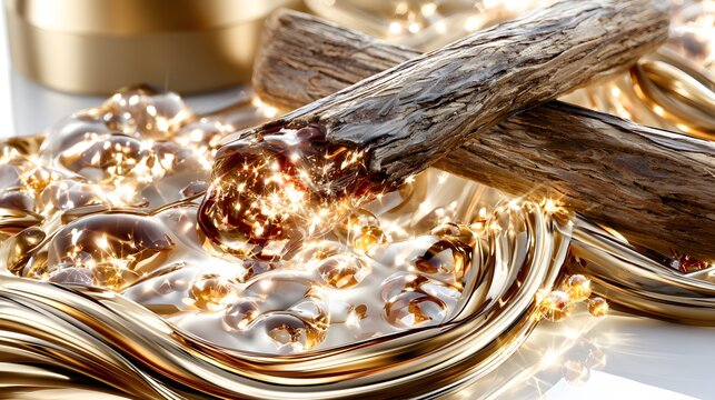 Licorice Root Extract with Fresh Botanical Elements, Natural Skincare and Brightening Ingredient Concept