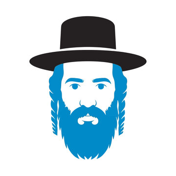 Video illustration of a jewish man with a beard and sidelocks wearing a traditional black hat