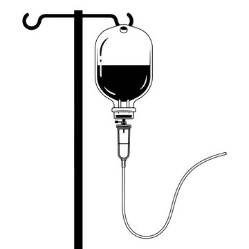 Video medical iv drip bag hanging on a stand, intravenous therapy equipment for hospital treatment, vector illustration of a saline solution bag