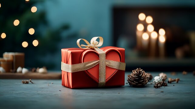 Festive gift box on a table