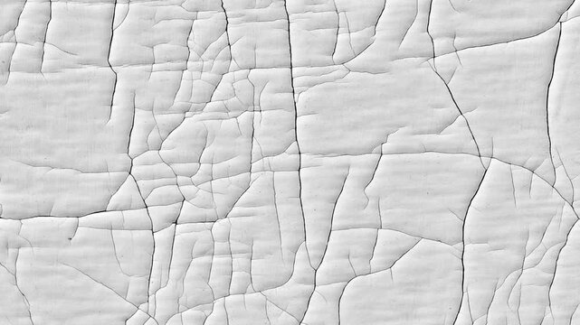 White Cracked Paint Background.Moving macro texture of damaged, abstract peeling surface and dry material.