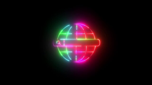 Google icon neon search bar  glowing animation 4K video on Browser 
