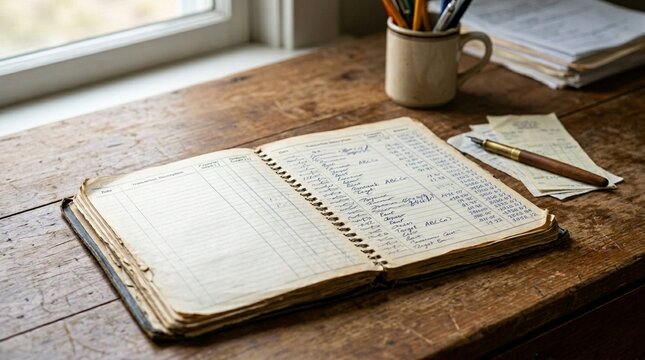 Checking account register balance book old school banking