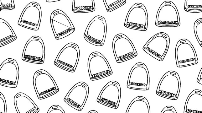 Repeating pattern of black and white stirrups outline.