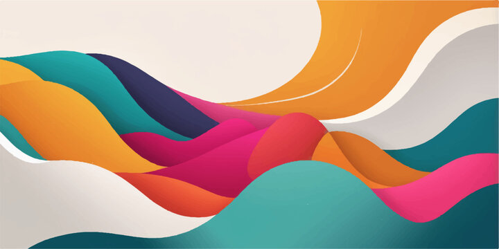 Colorful abstract wave background with vector illustration of flip flops and shoes, rainbow pattern design, decorative web wallpaper texture