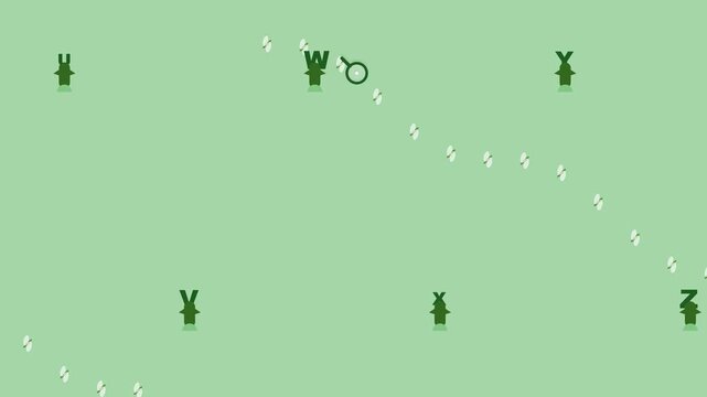 Educational Alphabet Safari Animation Showing Letters U to Z with Flying Insects on Green Field