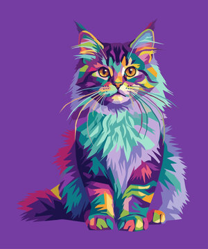cat colorful pop art wpap illustration. animal illustration vector