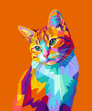 cat colorful pop art wpap illustration. animal illustration vector