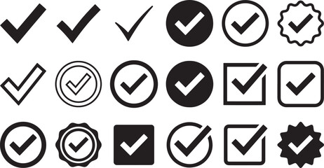 Fototapeta premium Tick Mark and Verified Check Icons Collection