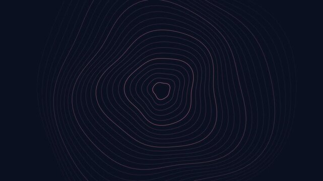 Abstract Rose Gold Topographic Contour Lines Pulsing on Dark Background Loop