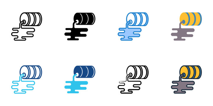 Oil Spill icons set multiple style collection. Editable stroke 
