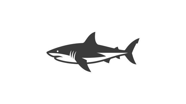Black silhouette of a shark swimming.