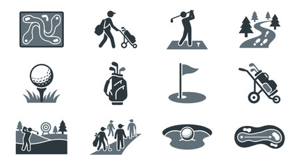 Obraz premium Golf icons and symbols set collection.