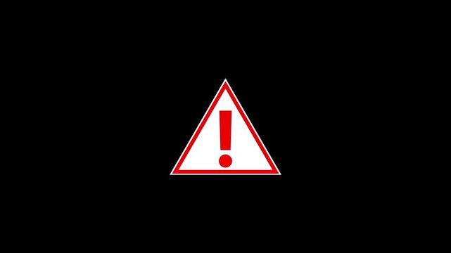 Alert warning sign Exclamation symbol, danger signal icon animation.
