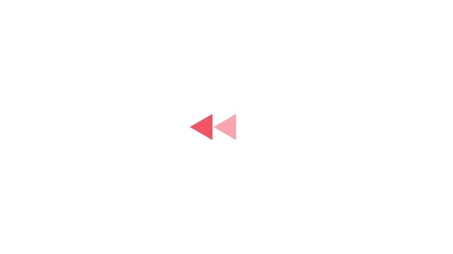 Rewind arrow button icon on transparent background. Animation of looping rewind button concept.