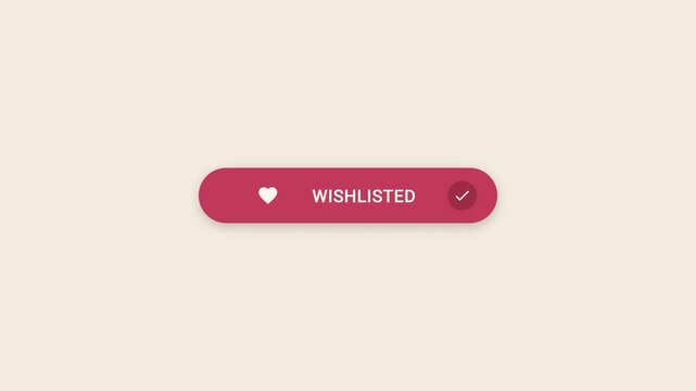 Add To Wishlist Button Animation Rose Heart Pill Cursor Click With Wishlisted Swap And Check Mark on Warm Cream Card 4K