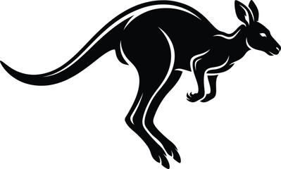 Fototapeta premium Jumping kangaroo silhouette illustration for australian wildlife conservation and nature branding design projects.