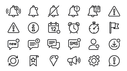 Fototapeta premium Alert management and reminder system application icons