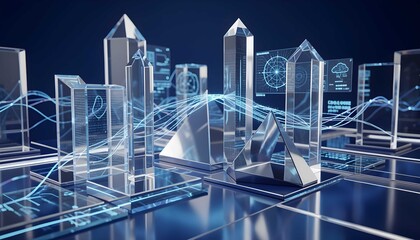 Fototapeta premium Cyber security blockchain cloud computing data streams visualization concept