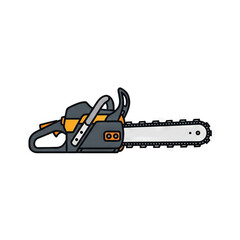 Naklejka premium Professional chainsaw illustration, powerful handheld tool for cutting wood and forestry work, isolated on white background