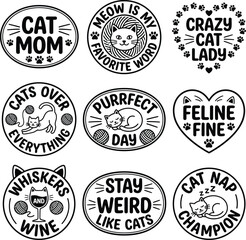 Fototapeta premium Cat Lover Badge Collection for Pet Merchandise and Cat Mom Branding
