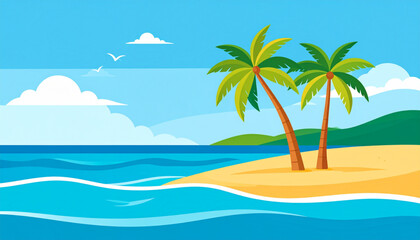 Obraz premium Flat Tropical Beach Vector