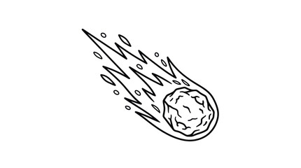 Meteorite asteroid falling in space line icon. © ULFAITA