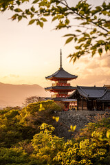 Fototapeta premium Pagoda of Kiyomizu-dera Temple in Kyoto Japan on April 30 2023