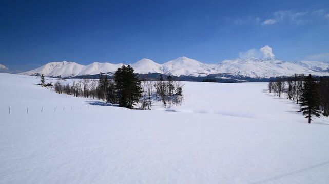 十勝岳連峰と雪原